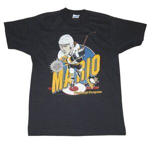 Vintage 1989 Mario Lemieux Pittsburgh Penguins Salem Caricature T-Shirt Large